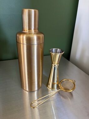 Project 62 Gold Cocktail Shaker Set with Jigger and Strainer